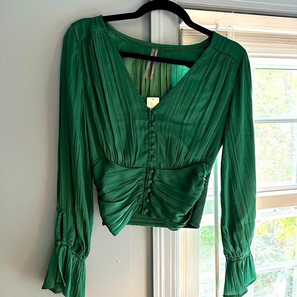 Anthropologie green blouse -XS